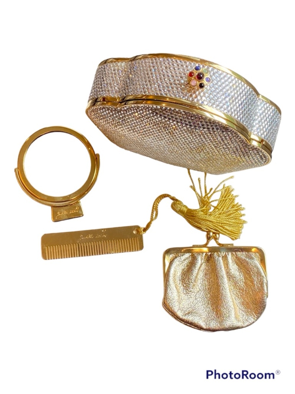 🎉HP🎉Judith Leiber Vintage Handset Austrian Crystal Minaudière Evening bag